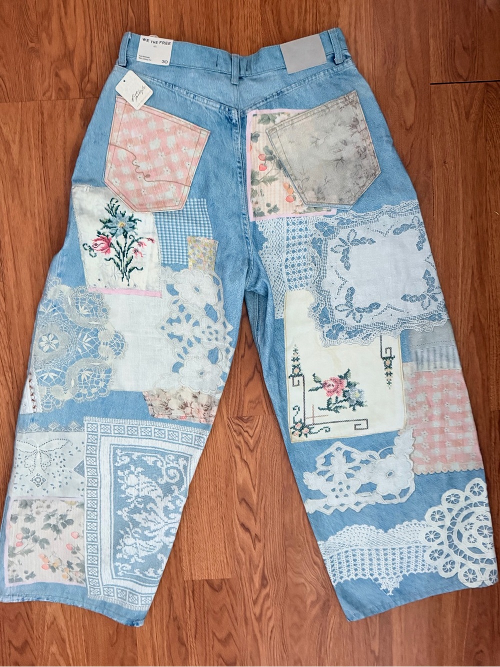 We The Free Patchwork Light Blue Wide-Leg Jeans - Picture 7 of 15